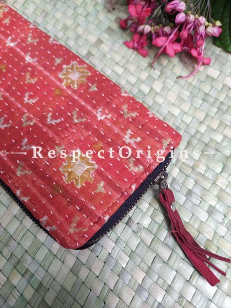 Stylish Passport Holder Zipper Pouch Handcrafted with Tribal Mirrorwork; 8 X 4 Inches; u602075863_New_db.com