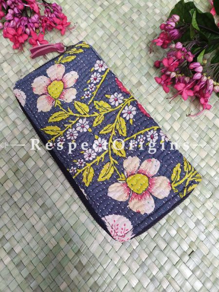 Elegant Passport Holder Zipper Pouch Handcrafted with Tribal Mirrorwork; 8 X 4 Inches; u602075863_New_db.com