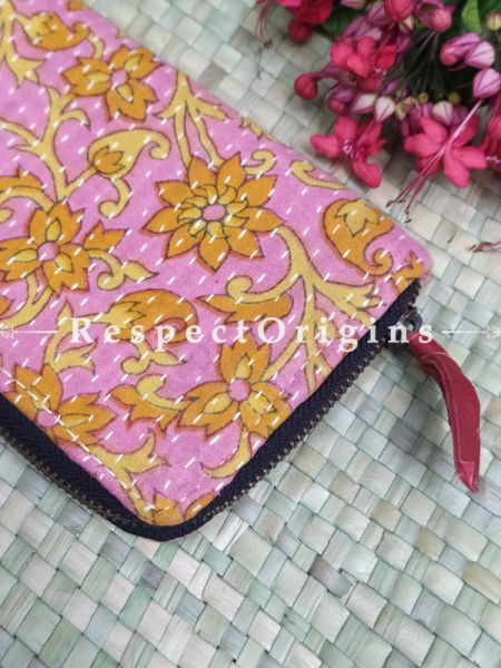 Chic Passport Holder Zipper Pouch Handcrafted with Tribal Mirrorwork; 8 X 4 Inches; u602075863_New_db.com