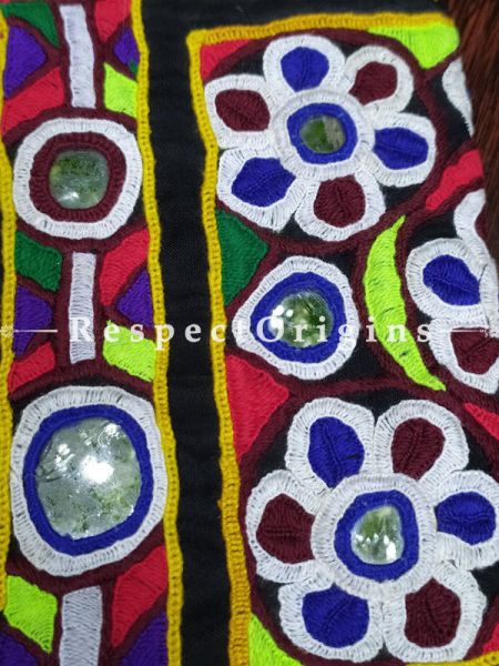 Exquisite Passport Holder Zipper Pouch Handcrafted with Tribal Mirrorwork; 8 X 4 Inches; u602075863_New_db.com