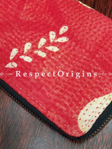 Marvelous Passport Holder Zipper Pouch Handcrafted with Tribal Mirrorwork; 8 X 4 Inches; u602075863_New_db.com