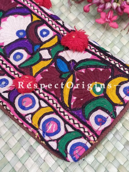 Wonderful Passport Holder Zipper Pouch Handcrafted with Tribal Mirrorwork; 8 X 4 Inches; u602075863_New_db.com