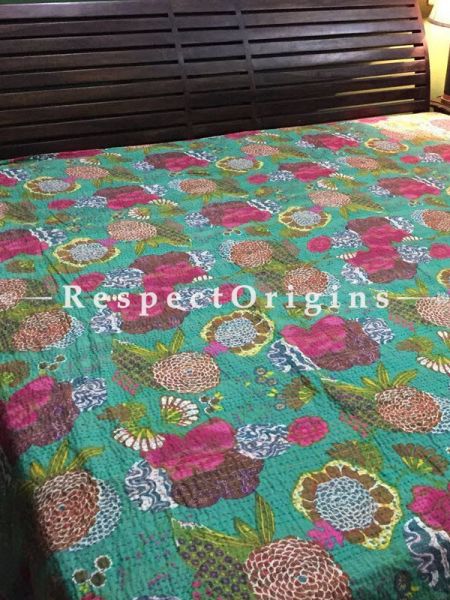 Buy Handwoven Floral Multi-coloured; Cotton Bedspread; Pillow Cases included; 90x108 in At com