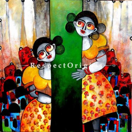 Square Art Painting of Connections Handpainted Art Painting ;Acrylic on Canvas;40in X 40in at u602075863_New_db.com