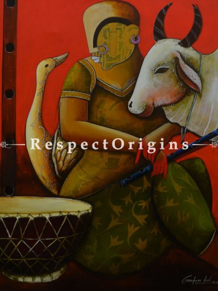 Vertical Art Painting of Conversation 28 ;Acrylic on Canvas; 36in X 42in at u602075863_New_db.com