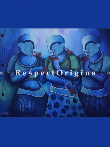 Horizontal Art Painting of Conversation 31 ;Acrylic on Canvas; 48in X 26in at u602075863_New_db.com