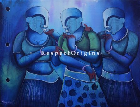 Horizontal Art Painting of Conversation 31 ;Acrylic on Canvas; 48in X 26in at u602075863_New_db.com