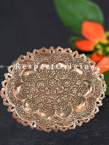Buy ornate Copper Oval Serving Tray Platter With Decorative Scalloped Edges At com