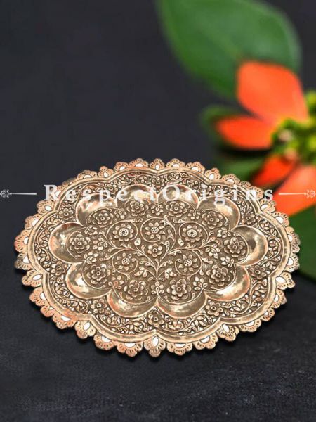 Buy ornate Copper Oval Serving Tray Platter With Decorative Scalloped Edges At com