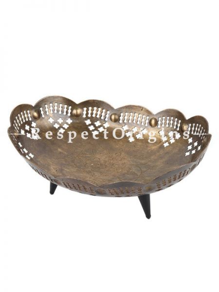 Buy Designer Aluminum Fruit Bowl With Engraved Scalloped Edges At com