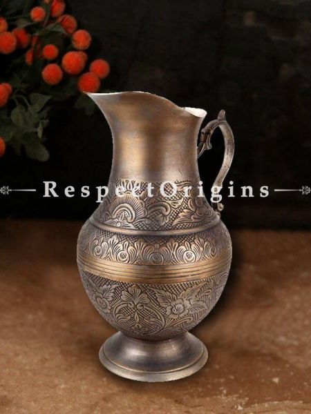 Buy Fancy Vintage Brass Jug Etched Floral Pitcher At u602075863_New_db.com