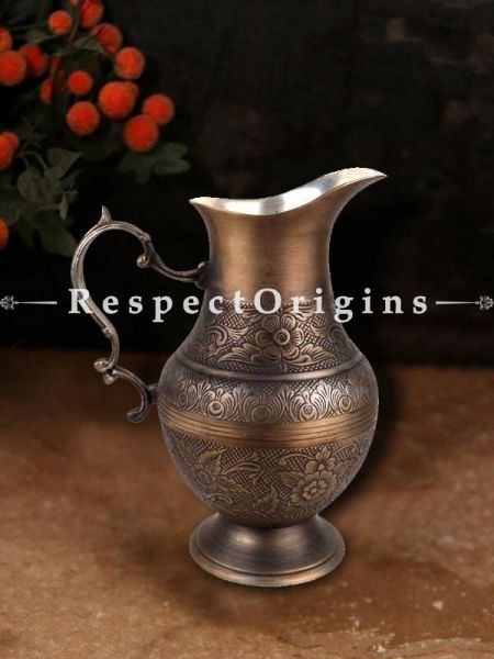 Buy Fancy Vintage Brass Jug Etched Floral Pitcher At u602075863_New_db.com