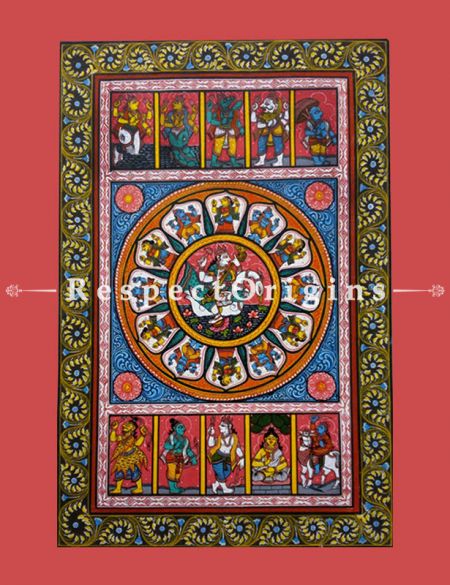 Goddess Saraswathi Pattachitra Katha; 18x12 in