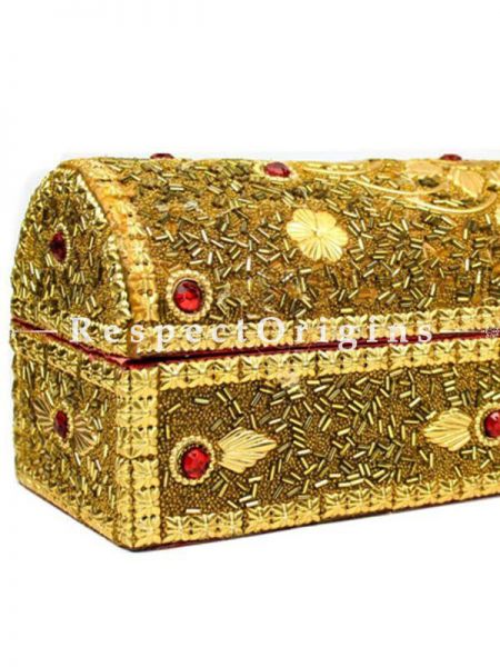 Large Oval Golden & Silver Handcrafted Lightweight Portable Bridal Jewelry Storage & organizer Case Cabinet Armoire; u602075863_New_db