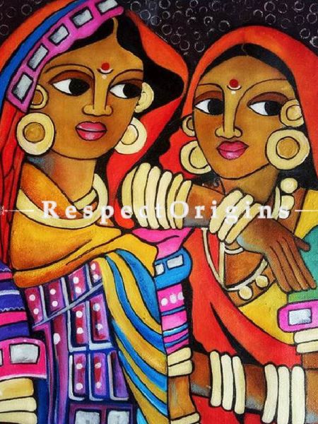 Gossip! Art Painting Acrylic On Canvas 18In X 14In at u602075863_New_db.com