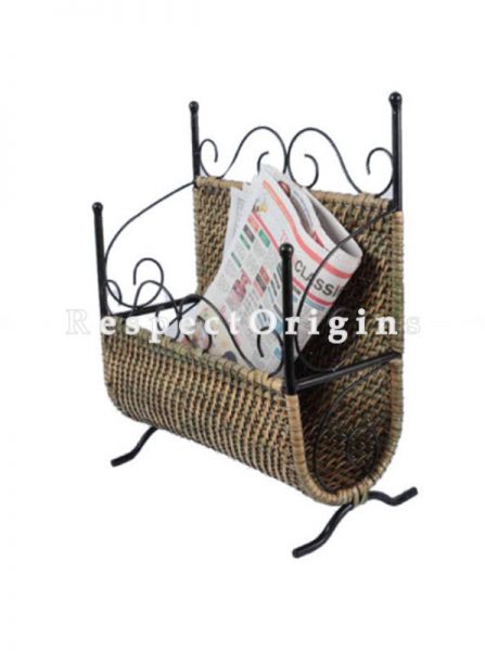 Buy Hand braided Magazine Holder; Rattan Cane with Wrought Iron Accents; u602075863_New_db.com