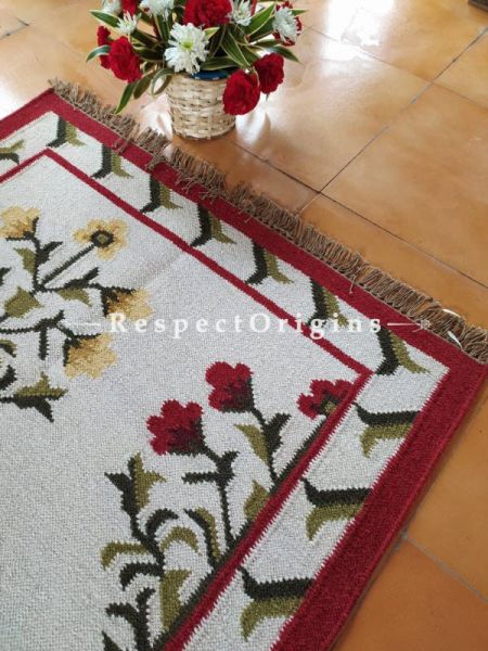 White with Brown Designer Handknotted Wool Rug ; 5*3 Ft; u602075863_New_db.com