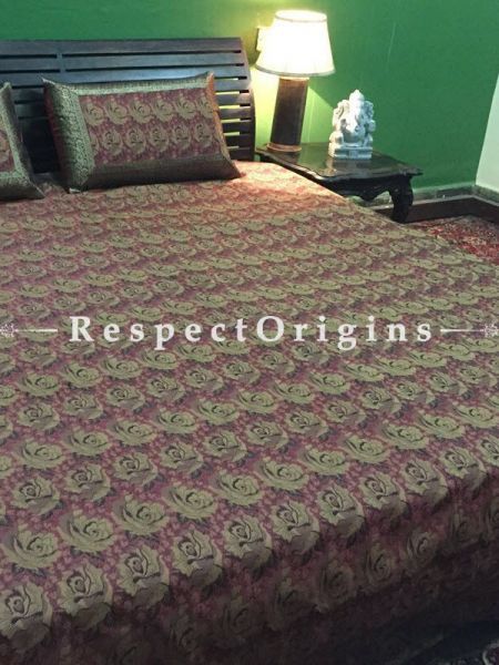 Buy Banarasi Silk Bedspread; Multi-coloured Maroon; Silk Bedspread; 2 Pillow Cases included; 90x108 in At u602075863_New_db.com