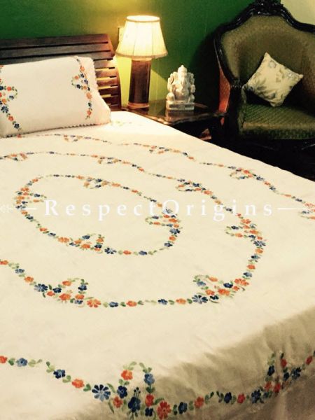 Buy Delicate Needle Work Brown; Cotton Bedspread; 2 Pillow Cases included; 90x108 in At u602075863_New_db.com