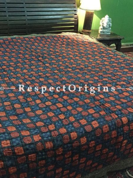 Buy Handwoven Kantha Multi-coloured; Cotton Quilt; 90x108 in At u602075863_New_db.com