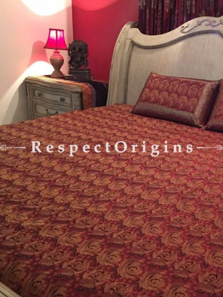 Buy Banarasi silk Bedspread; Fine Splendour; Silk Bedspread; 2 Pillow Cases included; 90x108 in At u602075863_New_db.com