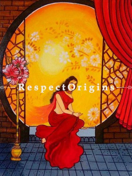 Handpainted Art A Lady Acrylic On Canvas 15In X 25In at u602075863_New_db.com