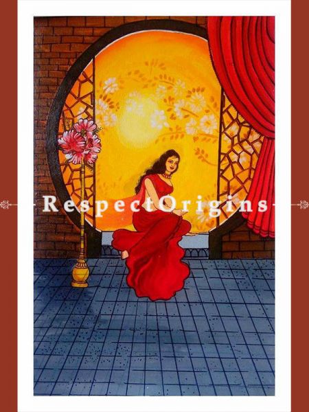 Handpainted Art A Lady Acrylic On Canvas 15In X 25In at u602075863_New_db.com