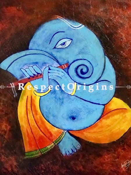 ExclusiveHandpainted Art Abstract Ganesha Art Acrylic on Canvas 25in X 26in Unframed at u602075863_New_db.com