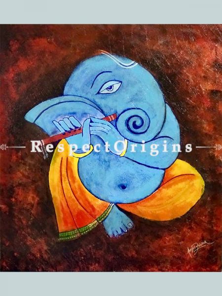 ExclusiveHandpainted Art Abstract Ganesha Art Acrylic on Canvas 25in X 26in Unframed at u602075863_New_db.com