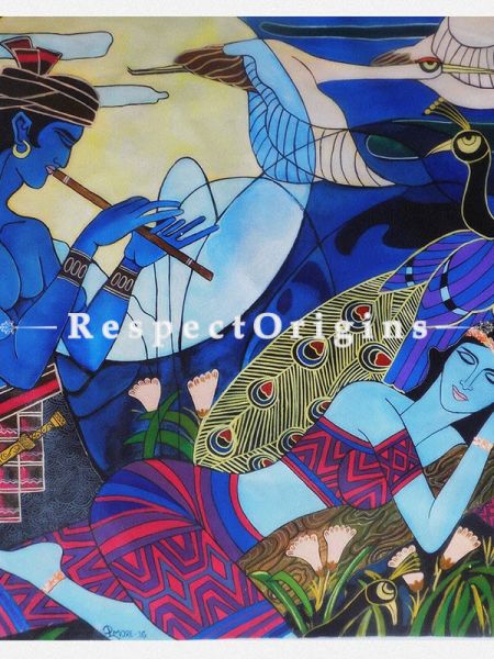 Handpainted Art Acrylic On Canvas Radha Krishna Painting 28In X 24In at u602075863_New_db.com