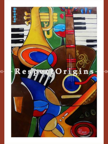Handpainted Art Music Mania Acrylic On Canvas 16In X 25In at u602075863_New_db.com