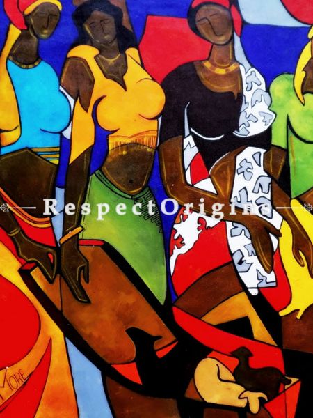 Handpainted Art The Gossip Acrylic On Canvas 22In X 24In at u602075863_New_db.com