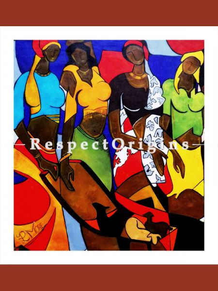 Handpainted Art The Gossip Acrylic On Canvas 22In X 24In at u602075863_New_db.com