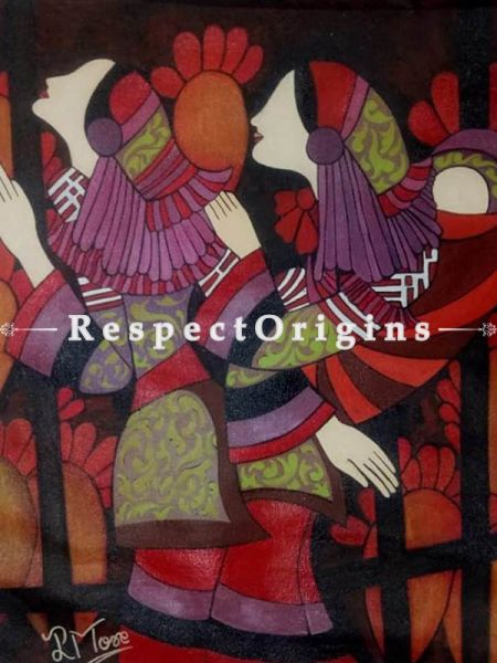 Handpainted Banjare Art Acrylic On Canvas Painting 19In X 22In at u602075863_New_db.com
