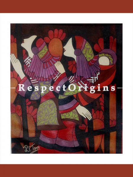 Handpainted Banjare Art Acrylic On Canvas Painting 19In X 22In at u602075863_New_db.com