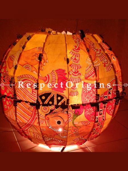 Vintage style Hand Painted Leather Lampshade | Handmade Andhra Lamp shade ;13 Inch; u602075863_New_db.com