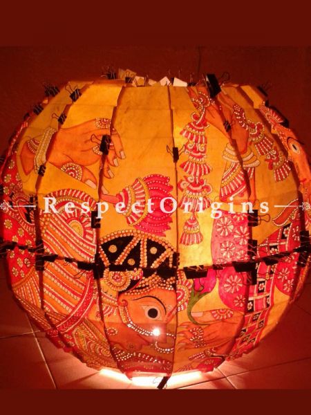 Vintage style Hand Painted Leather Lampshade | Handmade Andhra Lamp shade ;13 Inch; u602075863_New_db.com