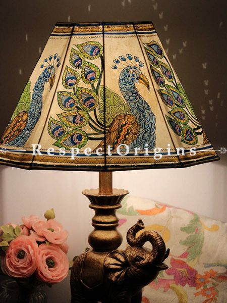 Hand Painted Leather Lamp shade Peacock Design | Handmade Lamp Shade| Table Lampshade | Lampshade ;13 Inch; u602075863_New_db.com