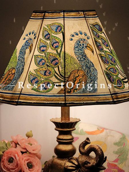 Hand Painted Leather Lamp shade Peacock Design | Handmade Lamp Shade| Table Lampshade | Lampshade ;13 Inch; u602075863_New_db.com