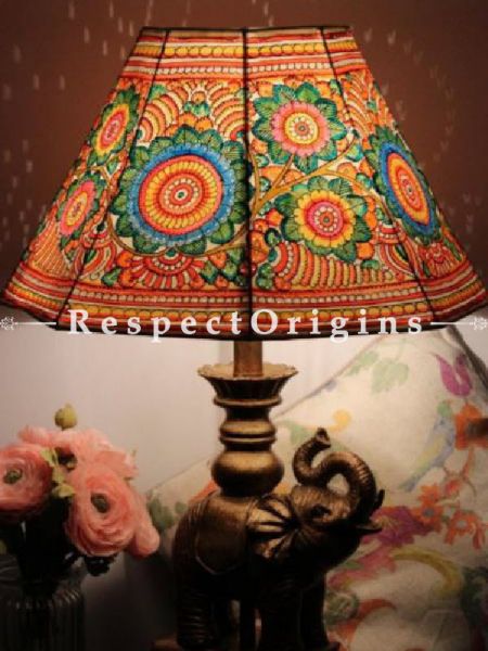 Large Floor Lamp Shade Painted in Floral Pattern on Leather | Handmade Lampshade in Vibrant Design ;13 Inch; u602075863_New_db.com