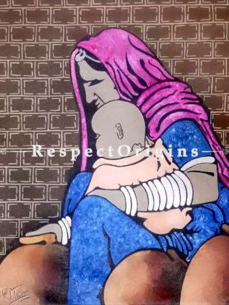 Handpainted Rajesthani Art Acrylic On Canvas Painting 23In X 23In at u602075863_New_db.com
