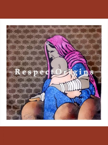 Handpainted Rajesthani Art Acrylic On Canvas Painting 23In X 23In at u602075863_New_db.com