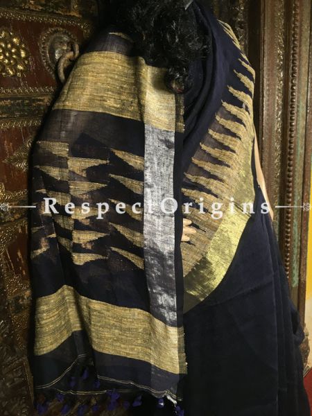 Handwoven Designer Blue Linen Saree West Bengal; u602075863_New_db.com