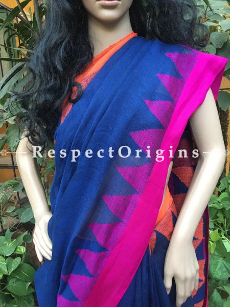 Handwoven Blue Designer Linen Saree West Bengal; u602075863_New_db.com