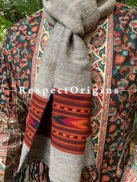 Gray Pure wool Unisex Himalayan Kullu Scarf for Men and Women; u602075863_New_db.com