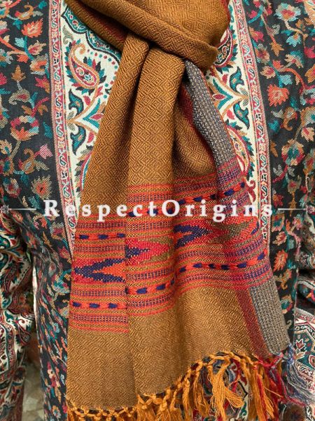 Orange and Red Pure wool Unisex Himalayan Kullu Scarf for Men and Women; u602075863_New_db.com