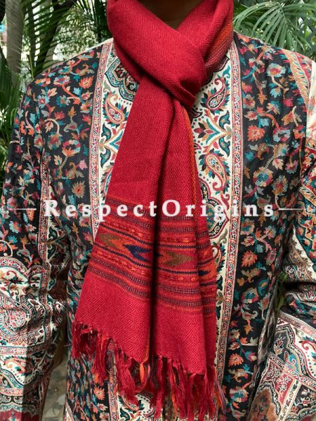 Red Pure wool Unisex Himalayan Kullu Scarf for Men and Women; u602075863_New_db.com