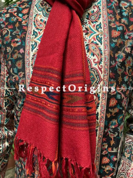 Red Pure wool Unisex Himalayan Kullu Scarf for Men and Women; u602075863_New_db.com