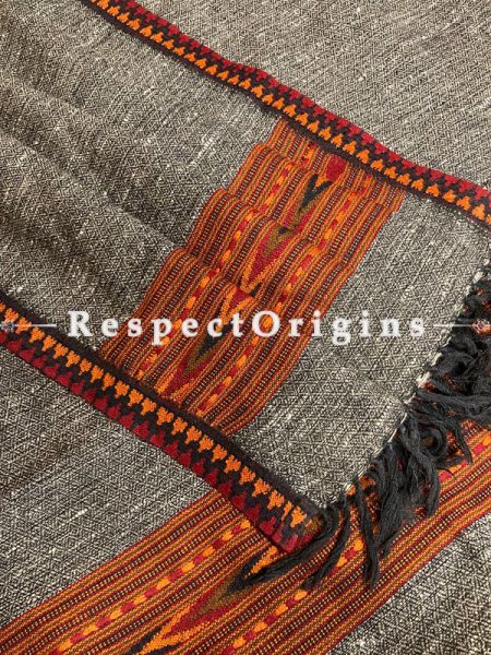 Gray Handwoven Woolen Kullu Stoles From Himachal with multiColor borders; Size 80 x 28 inches; u602075863_New_db.com
