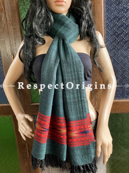 Gray Handwoven Woolen Kullu Stoles From Himachal with multiple Red borders; Size 80 x 28 inches; u602075863_New_db.com